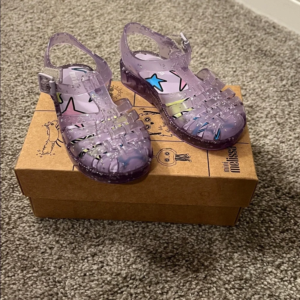 Mini Melissa Lilac Jelly Sandals with Star Accents - Picture 2 of 5